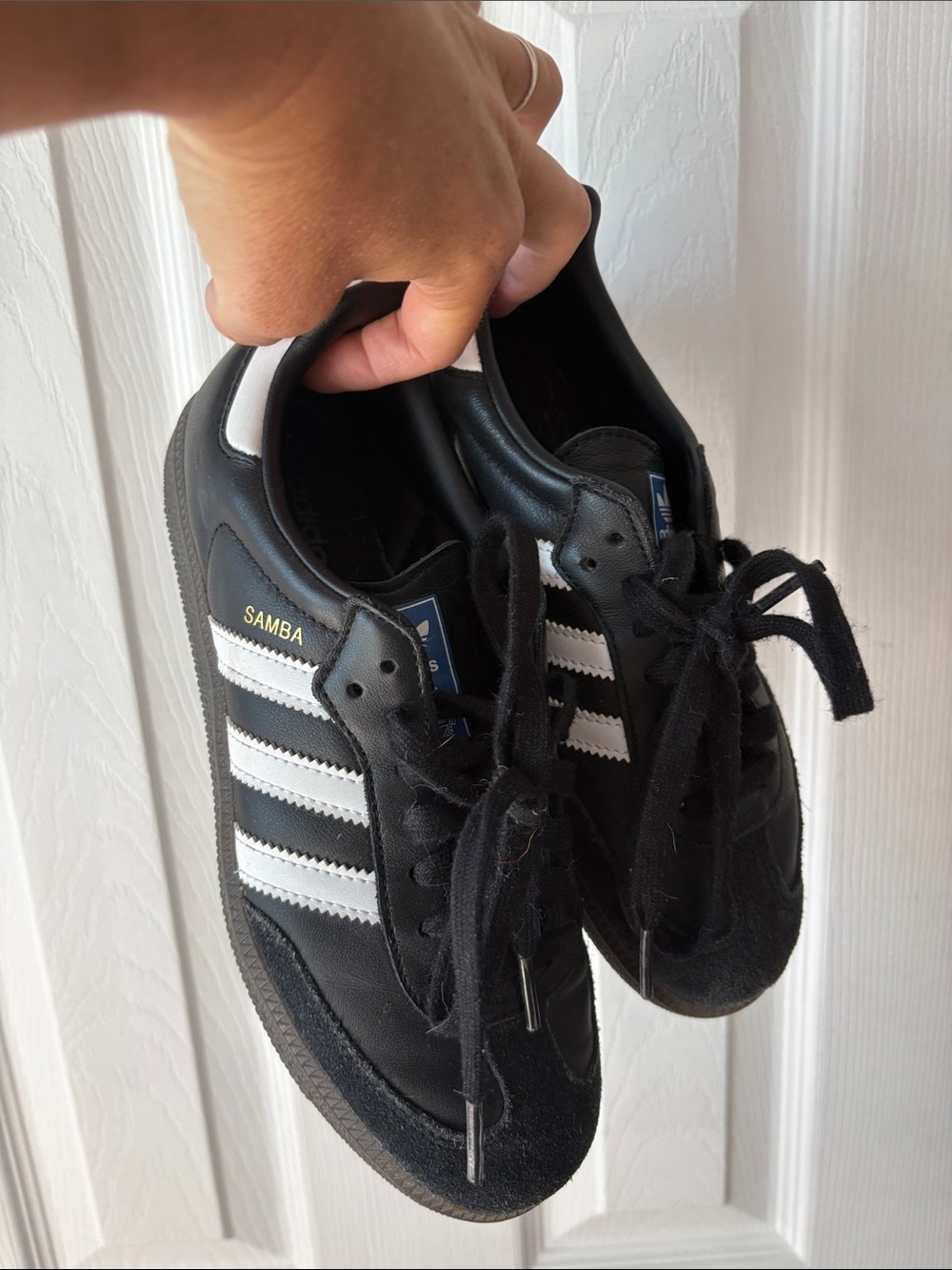 adidas Samba Black and White Athletic Shoes